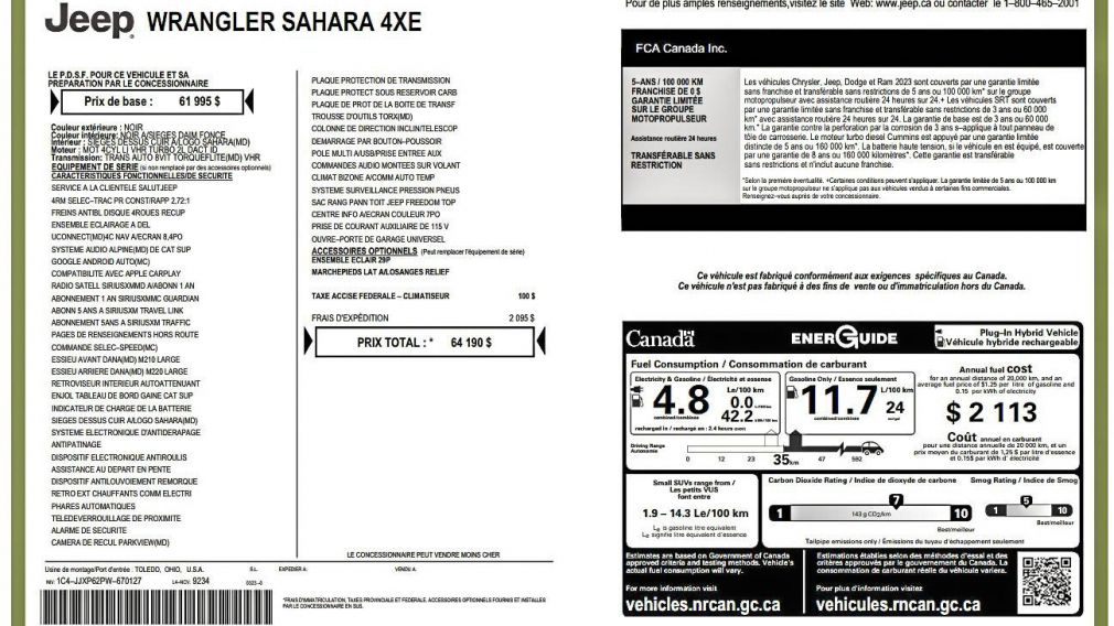 Jeep Wrangler Sahara 2023 d&rsquo;occasion à vendre - 34