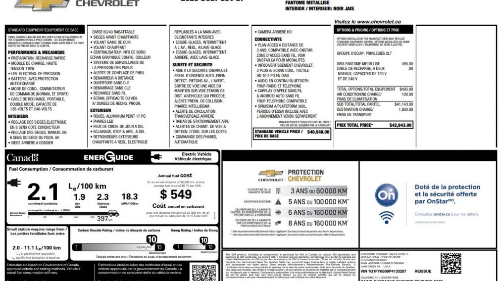 Chevrolet Bolt EUV LT 2023 d’occasion à vendre - 2