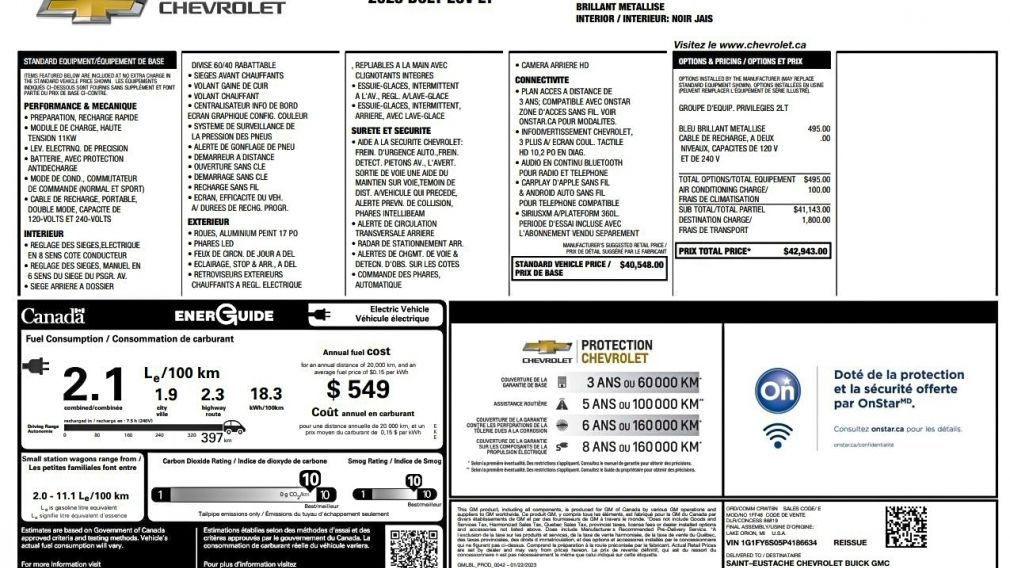 Chevrolet Bolt EUV LT 2023 d&rsquo;occasion à vendre - 2