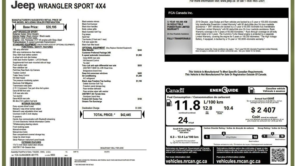 Jeep Wrangler Sport 2019 d&rsquo;occasion à vendre - 27