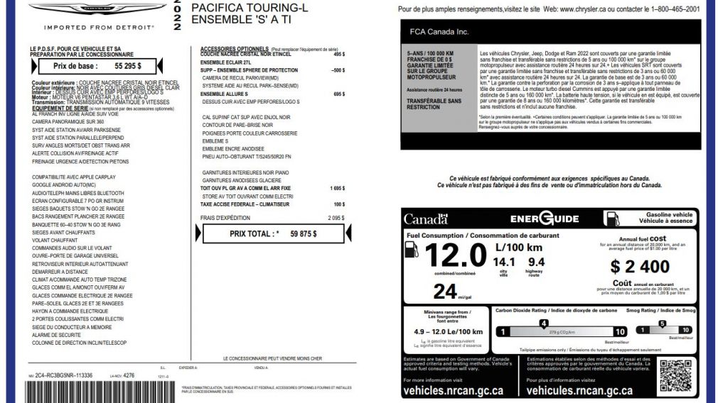 Chrysler Pacifica Touring L 2022 d&rsquo;occasion à vendre - 31