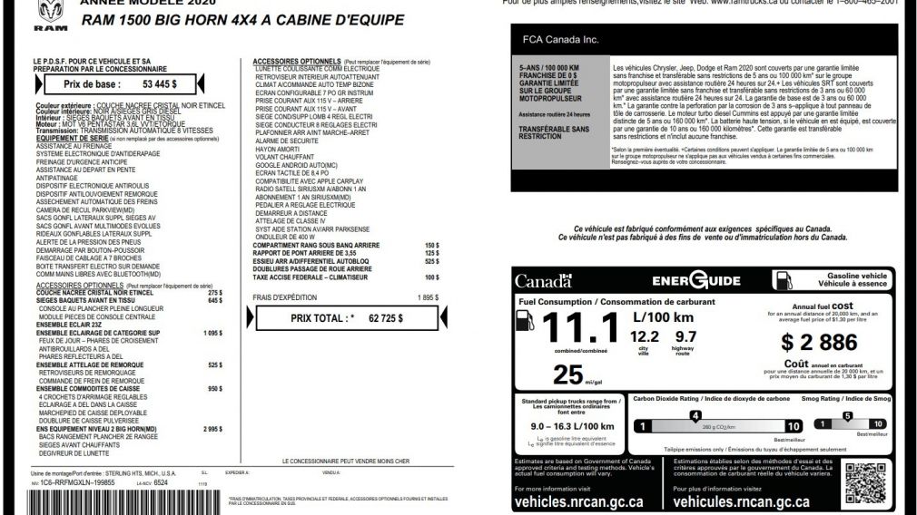 Dodge Ram Big Horn 2020 d&rsquo;occasion à vendre - 2