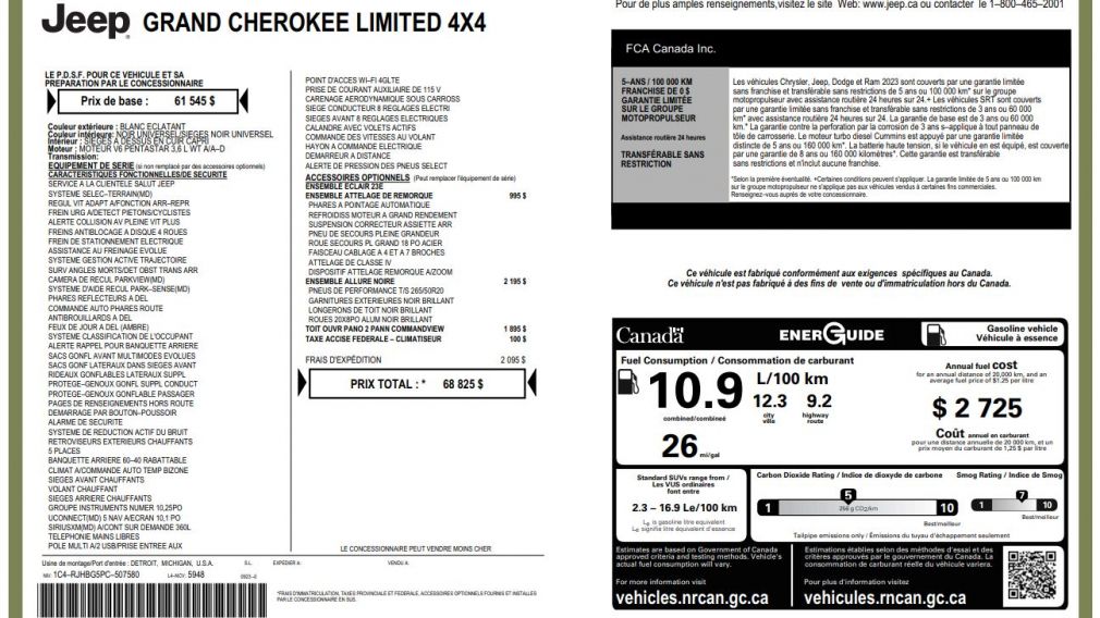 Jeep Grand Cherokee Limited 2023 d&rsquo;occasion à vendre - 2