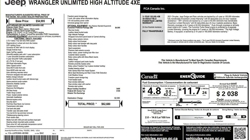 Jeep Wrangler Unlimited High Altitude 2021 d&rsquo;occasion à vendre - 2