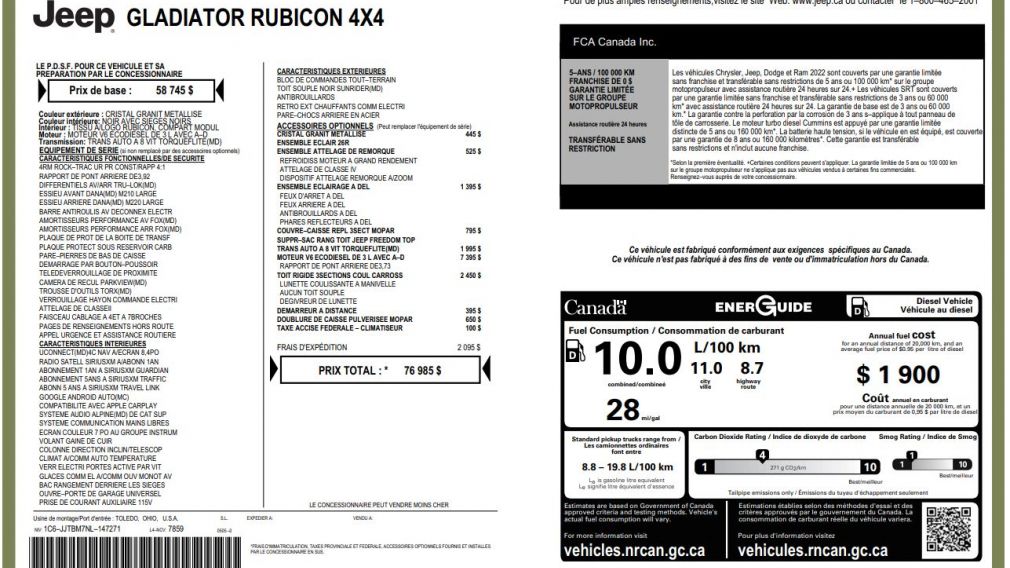 Jeep Gladiator Rubicon 2022 d’occasion à vendre - 34