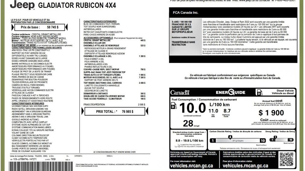 Jeep Gladiator Rubicon 2022 d&rsquo;occasion à vendre - 34