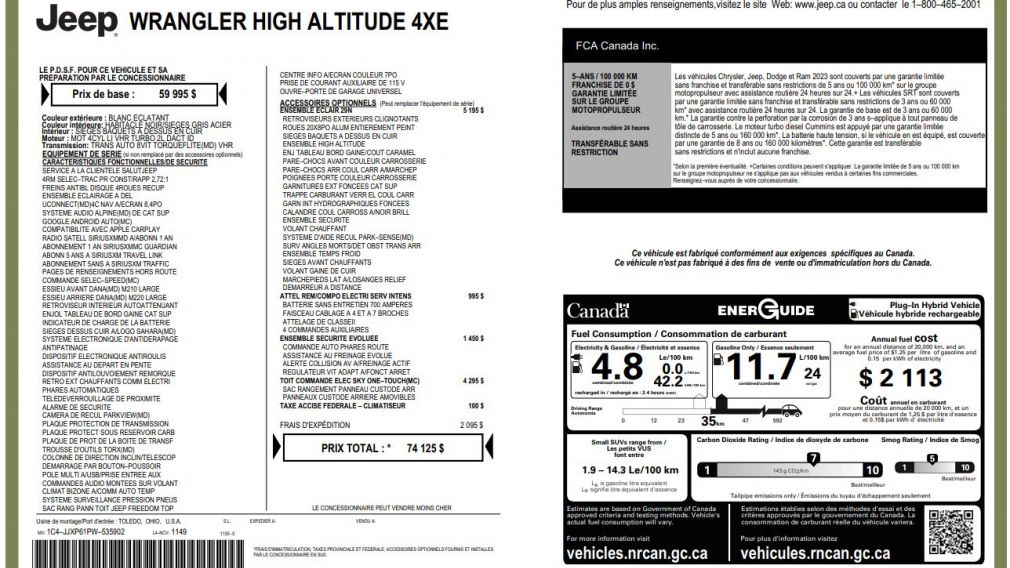 Jeep Wrangler High Altitude 2023 d&rsquo;occasion à vendre - 37