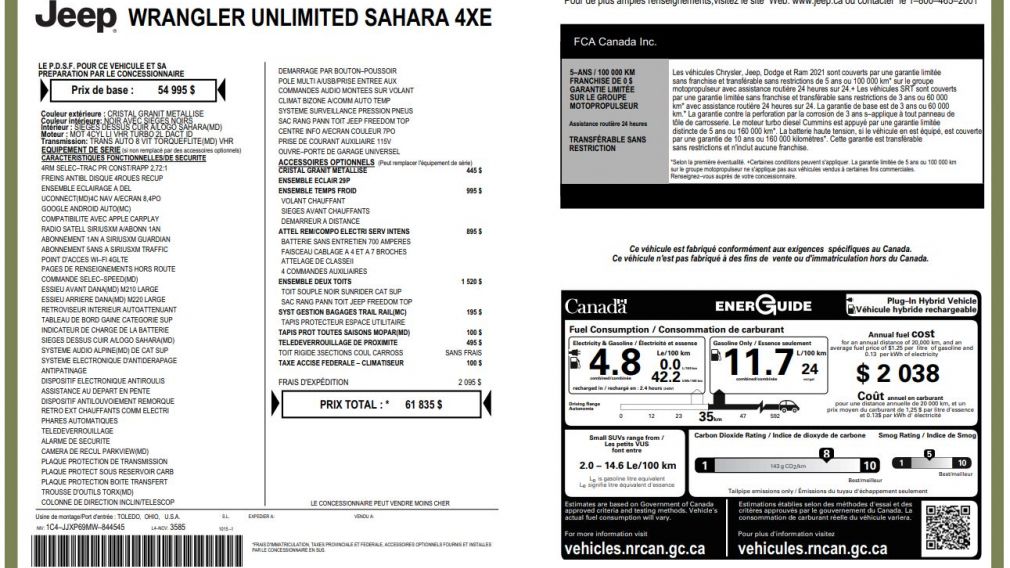 Jeep Wrangler Unlimited Sahara 2021 d&rsquo;occasion à vendre - 34