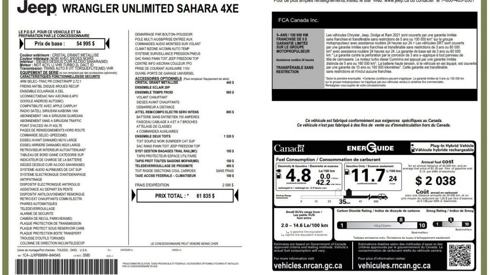 Jeep Wrangler Unlimited Sahara 2021 d&rsquo;occasion à vendre - 34