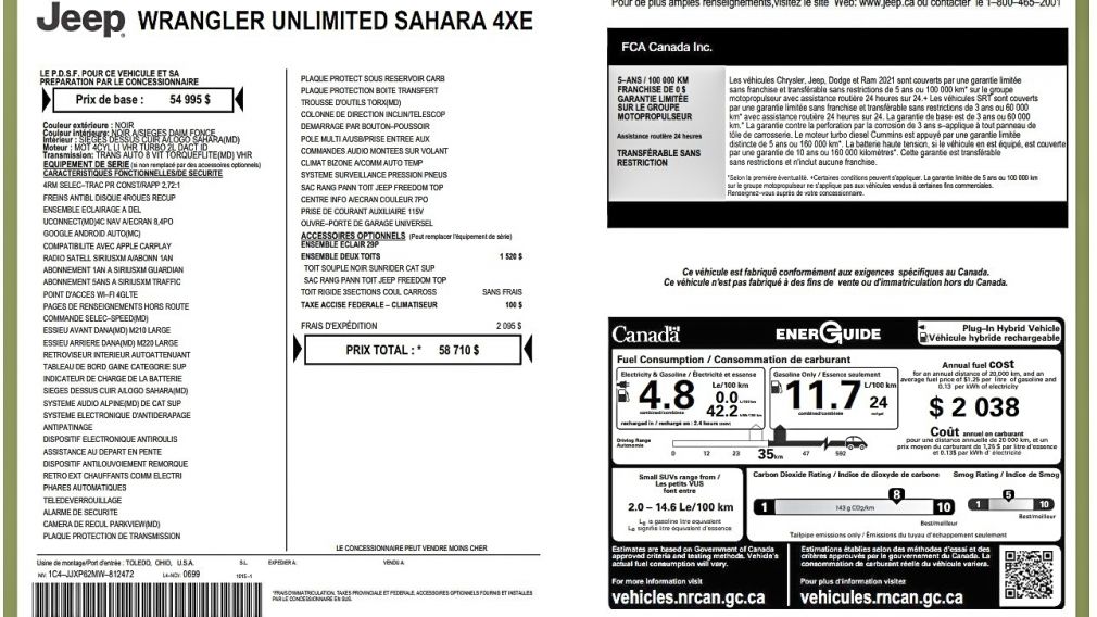 Jeep Wrangler Unlimited Sahara 2021 d&rsquo;occasion à vendre - 33