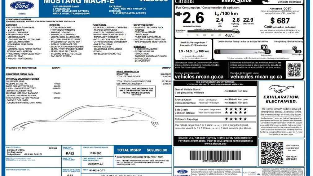 Ford Mustang Mach-E Premium 2023 d&rsquo;occasion à vendre - 30