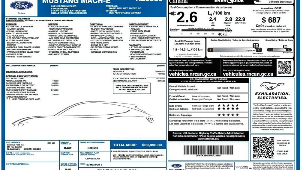 Ford Mustang Mach-E Premium 2023 d&rsquo;occasion à vendre - 30