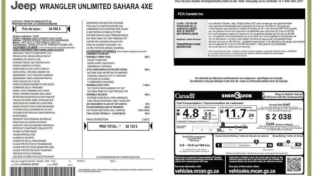 Jeep Wrangler Unlimited Sahara 2021 d&rsquo;occasion à vendre - 34
