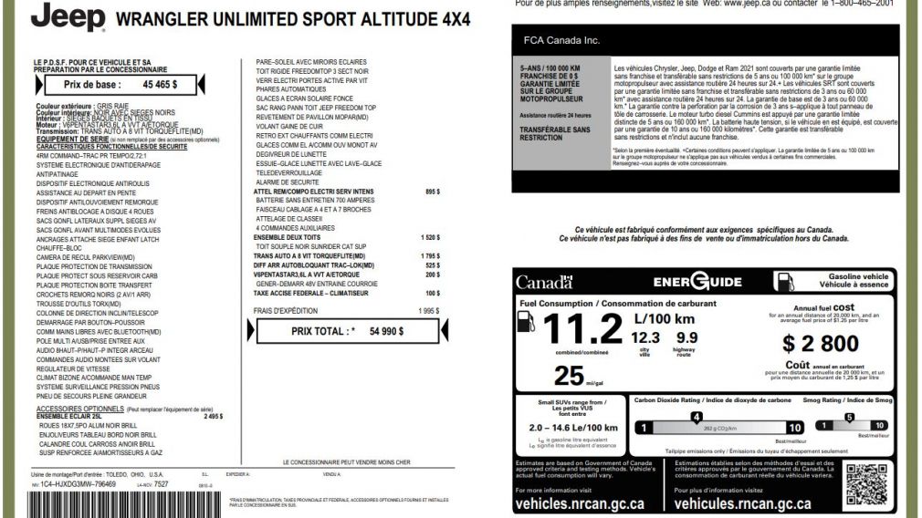 Jeep Wrangler Unlimited Sport Altitude 2021 d&rsquo;occasion à vendre - 29