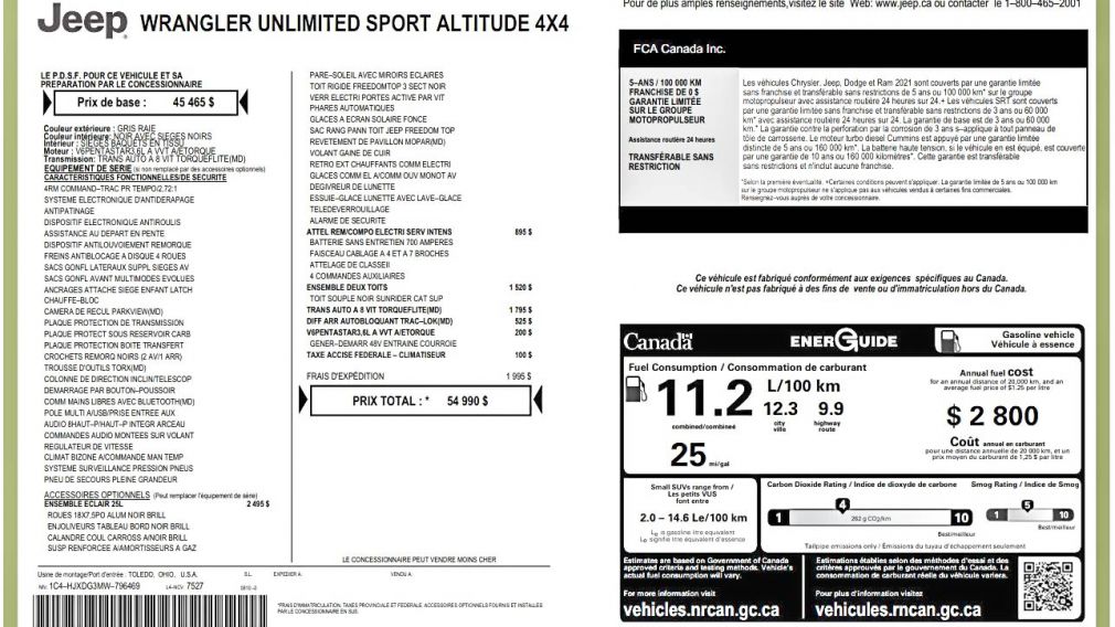 Jeep Wrangler Unlimited Sport Altitude 2021 d&rsquo;occasion à vendre - 29