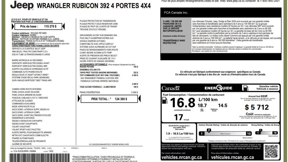 Jeep Wrangler Rubicon 392 2024 d&rsquo;occasion à vendre - 33