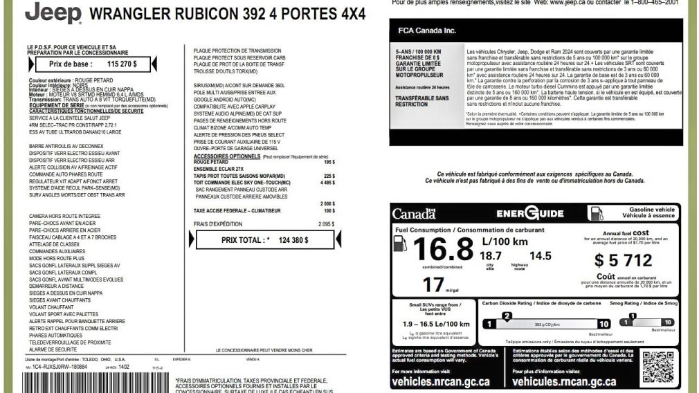 Jeep Wrangler Rubicon 392 2024 d&rsquo;occasion à vendre - 33