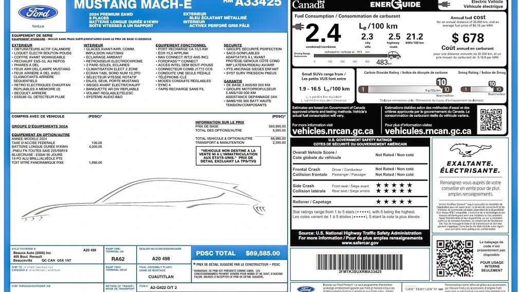 Ford Mustang Mach-E Premium 2024 d&rsquo;occasion à vendre - 30