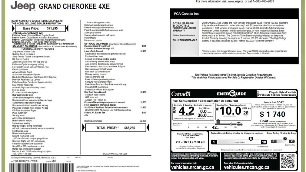 Jeep Grand Cherokee 4xe 4×4 2023 à vendre à Donnacona - 33