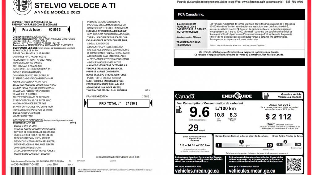 Alfa Romeo Stelvio Veloce 2022 d&rsquo;occasion à vendre - 29