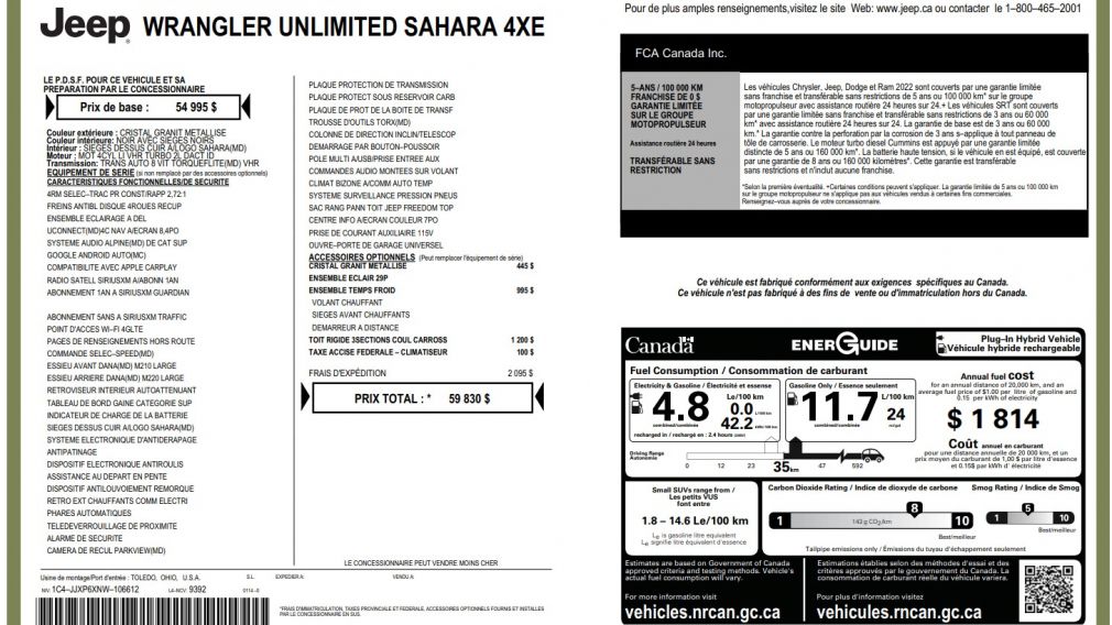 Jeep Wrangler Unlimited Sahara 2022 d&rsquo;occasion à vendre - 32