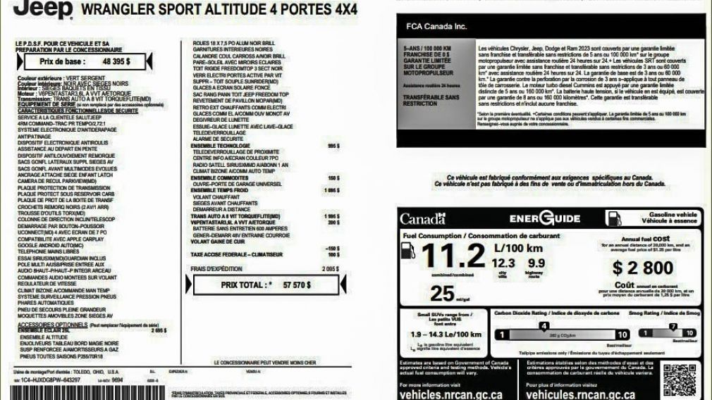 Jeep Wrangler Sport Altitude 2023 d&rsquo;occasion à vendre - 19