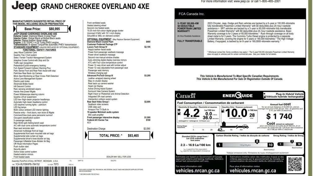 Jeep Grand Cherokee 4xe Overland 2023 d&rsquo;occasion à vendre - 36