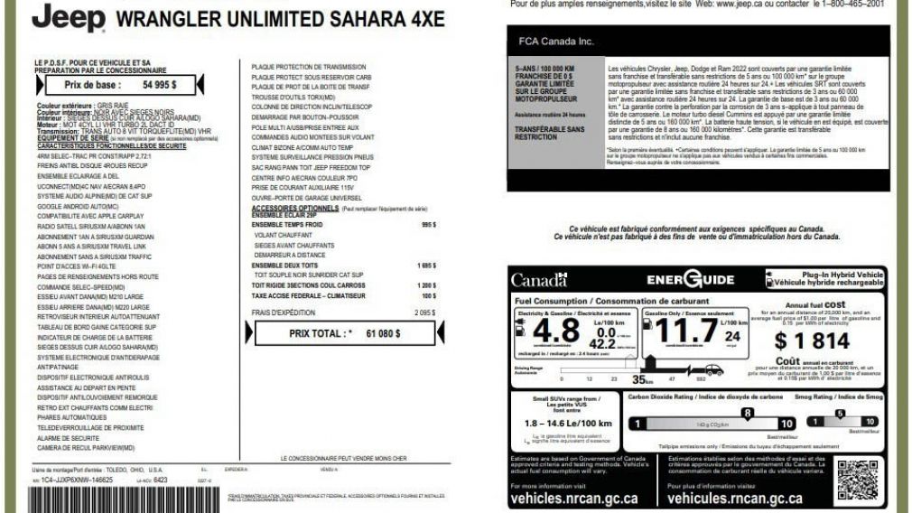 Jeep Wrangler Unlimited Sahara 2022 à vendre à Shawinigan - 33