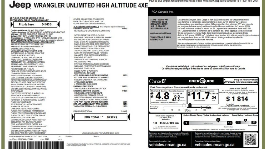 Jeep Wrangler Unlimited High Altitude 2022 d&rsquo;occasion à vendre - 2