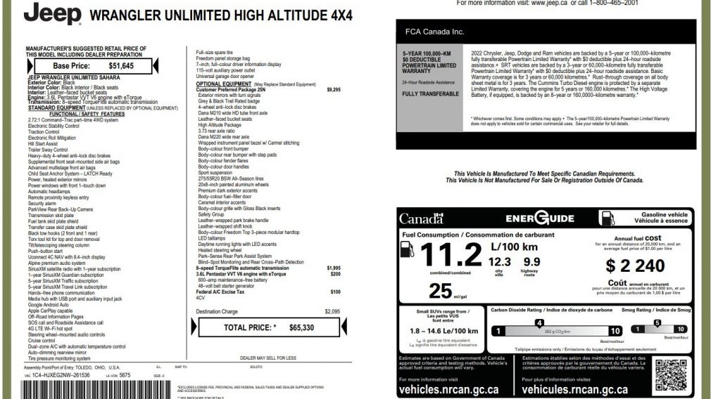 Jeep Wrangler Unlimited High Altitude 2022 d&rsquo;occasion à vendre - 29