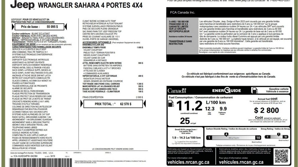 Jeep Wrangler Sahara 2023 d&rsquo;occasion à vendre - 29