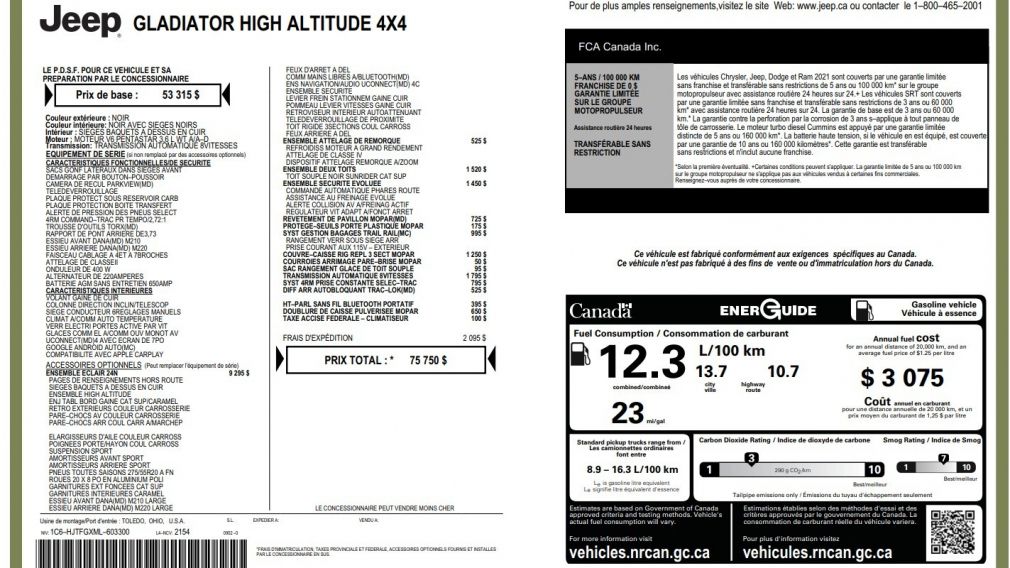 Jeep Gladiator High Altitude 2021 d&rsquo;occasion à vendre - 28