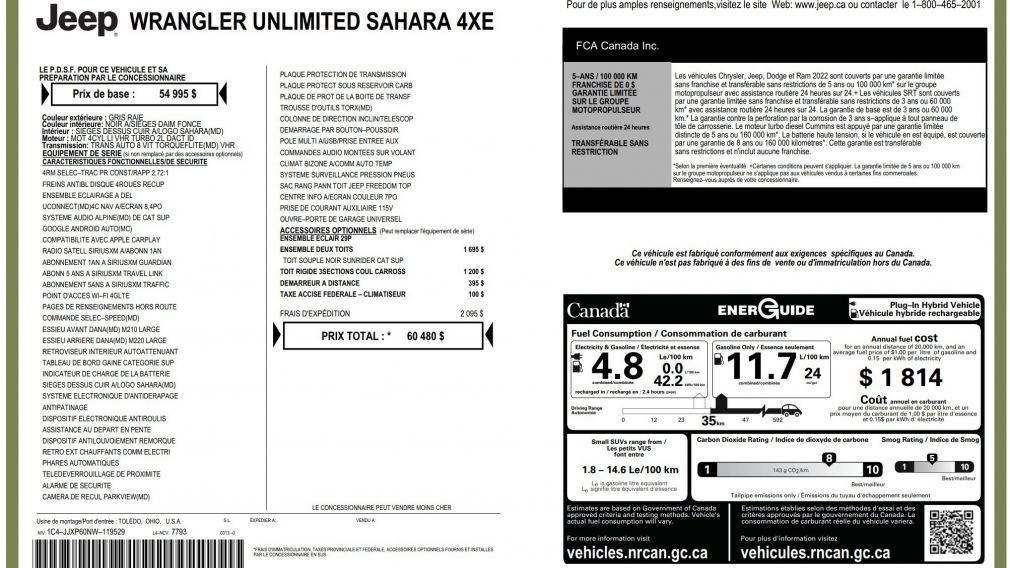 Jeep Wrangler Unlimited Sahara 2022 d&rsquo;occasion à vendre - 32