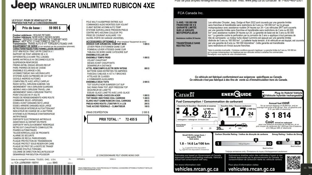 Jeep Wrangler Unlimited Rubicon 2022 d&rsquo;occasion à vendre - 33