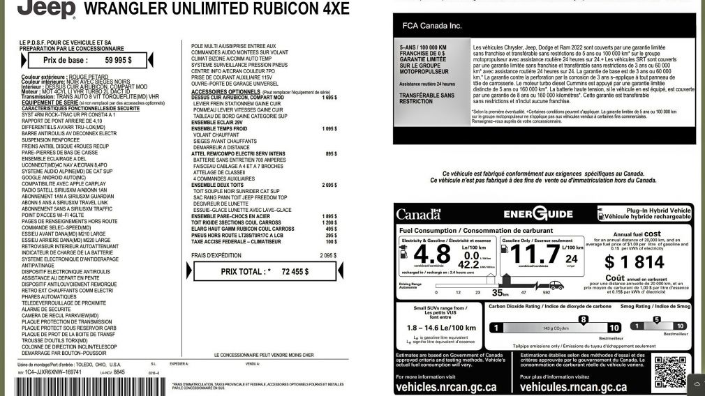 Jeep Wrangler Unlimited Rubicon 2022 à vendre à Trois-Rivières - 33