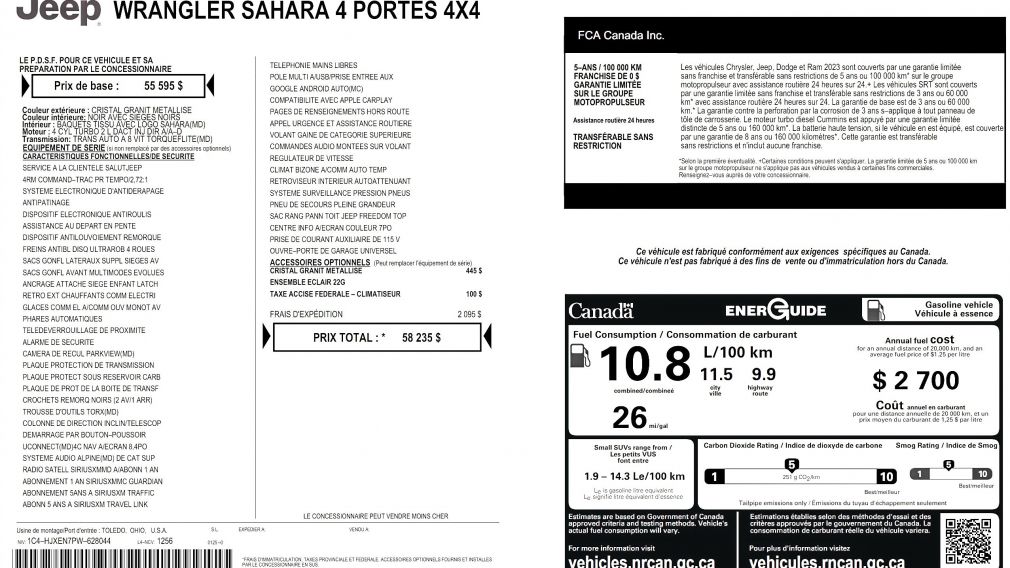 Jeep Wrangler Sahara 2023 à vendre à Donnacona - 28