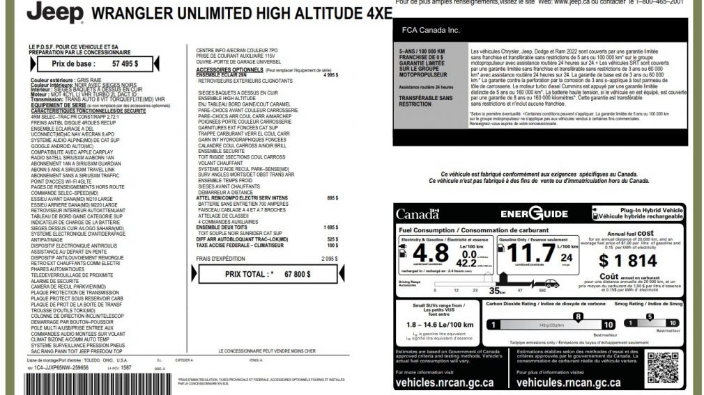 Jeep Wrangler Unlimited High Altitude 2022 d&rsquo;occasion à vendre - 30