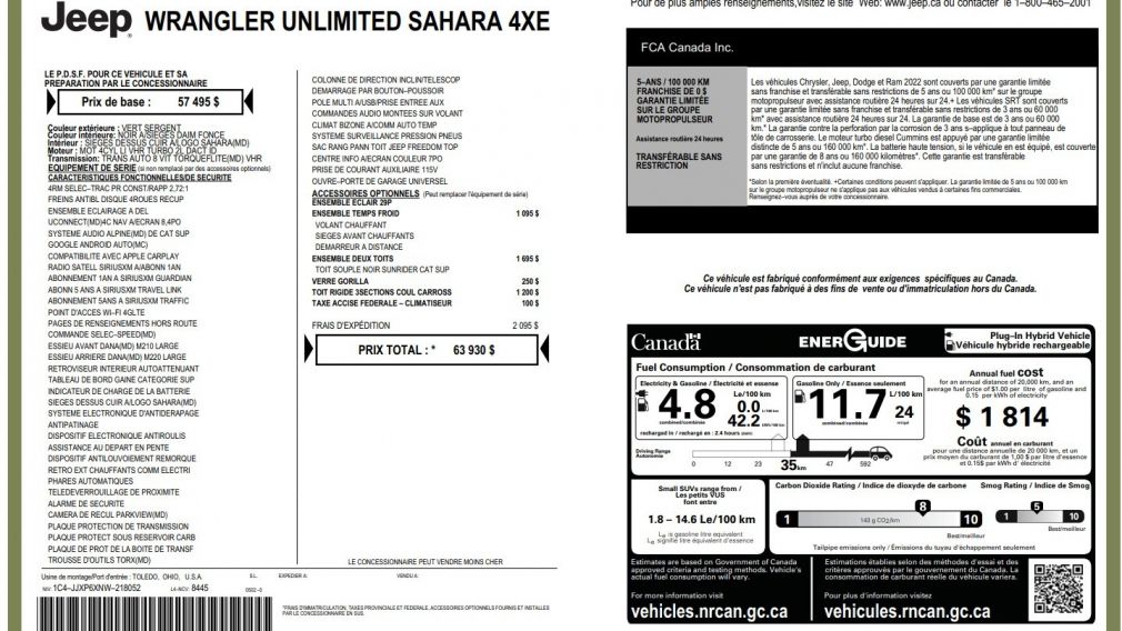 Jeep Wrangler Unlimited Sahara 2022 d&rsquo;occasion à vendre - 32